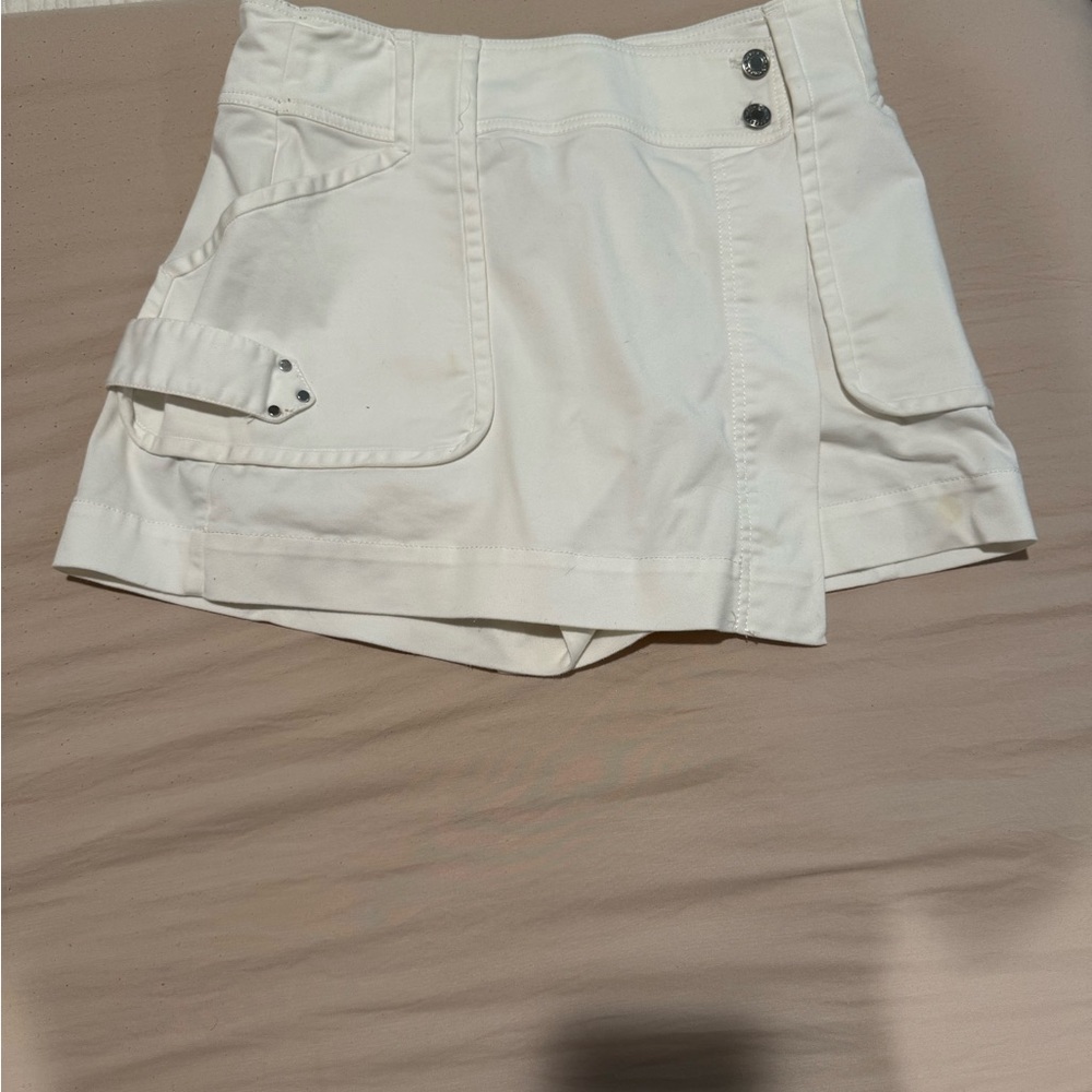 Derek Lam Cream Skorts with Button Detail